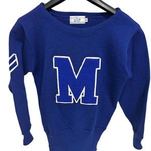 Vintage Letterman Acrylic Crew Neck Sweater Size 40 Made In USA New ERA